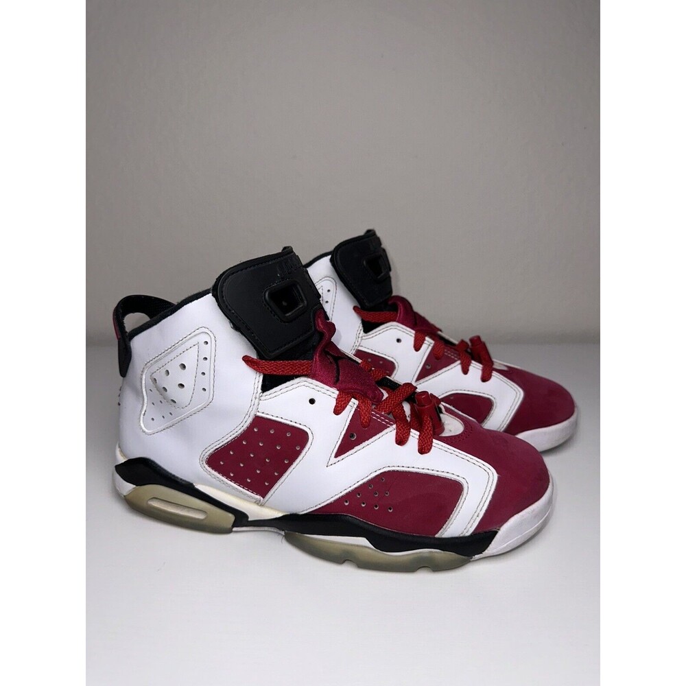 Nike Air Jordan 6 Retro Carmine 384665-106 Youth Size 7Y White Red Black